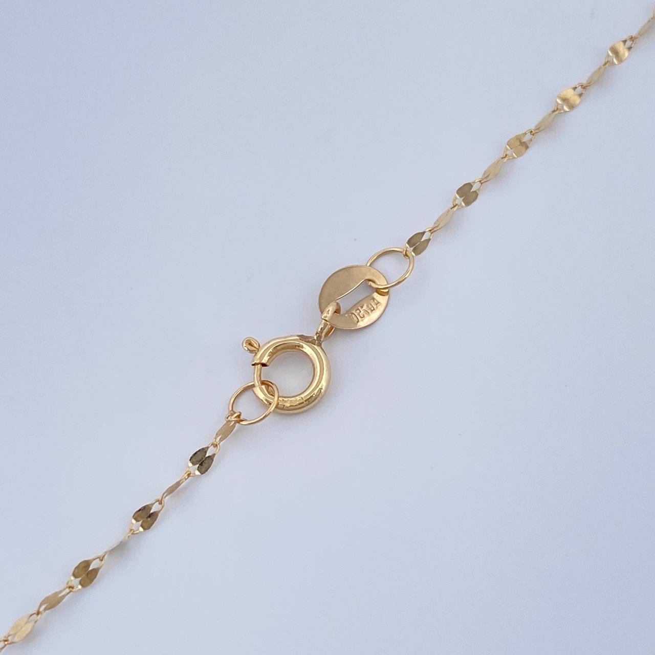 Set Cadena y Dije Flor Espejo + Cruz 0.6gr / 44.6cm / Oro Amarillo 18K $
