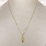 Set Cadena y Dije Flor Espejo + Cruz 0.6gr / 44.6cm / Oro Amarillo 18K $