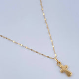 Set Cadena y Dije Flor Espejo + Cruz 0.6gr / 44.6cm / Oro Amarillo 18K $