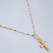 Set Cadena y Dije Flor Espejo + Cruz 0.55gr / 45cm / Oro Amarillo 18K $
