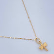 Set Cadena y Dije Flor Espejo + Libelula 0.7gr / 44.5cm / Oro Amarillo 18K $
