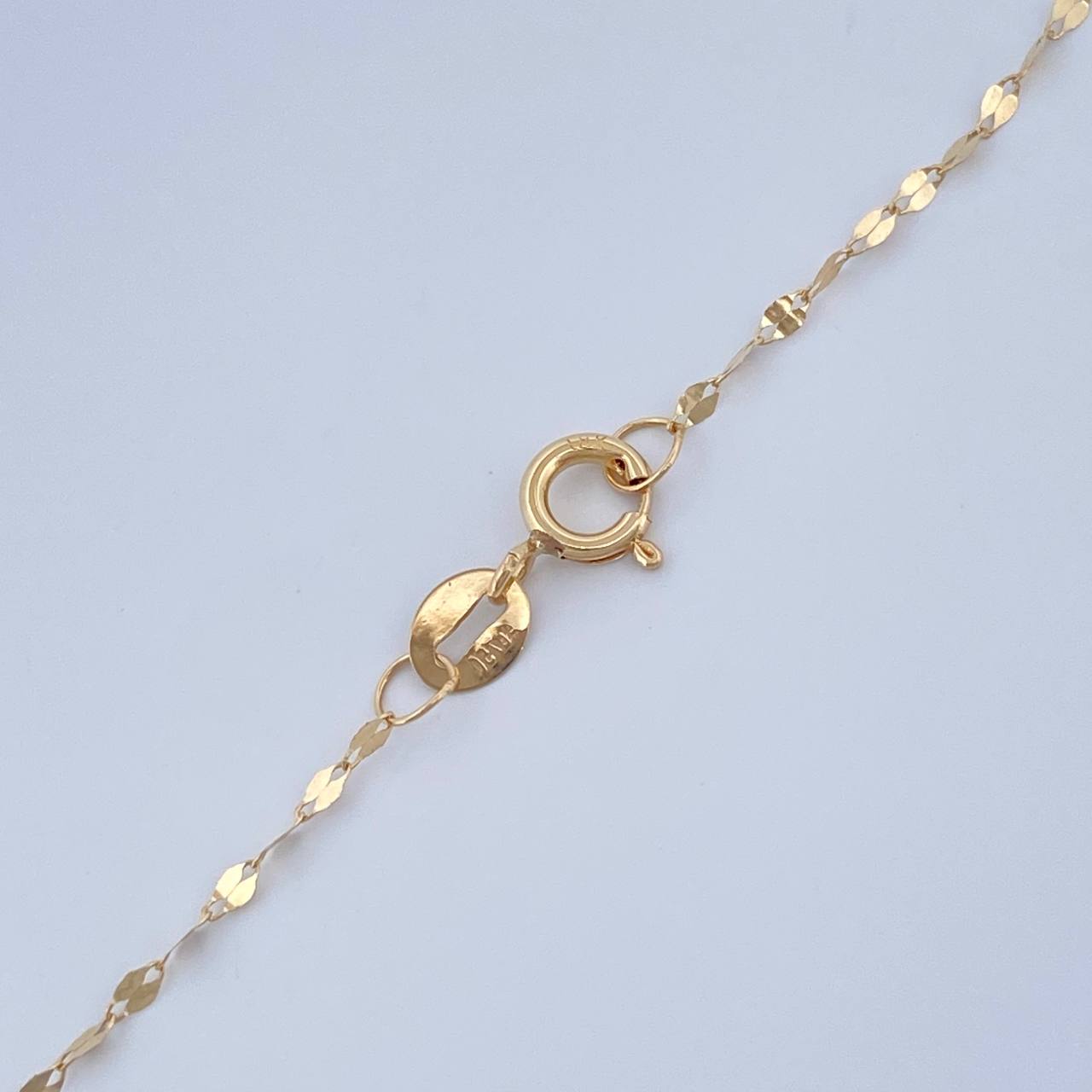 Set Cadena y Dije Flor Espejo + Cruz 0.65gr / 45cm / Oro Amarillo 18K $