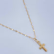 Set Cadena y Dije Flor Espejo + Cruz 0.65gr / 45cm / Oro Amarillo 18K $
