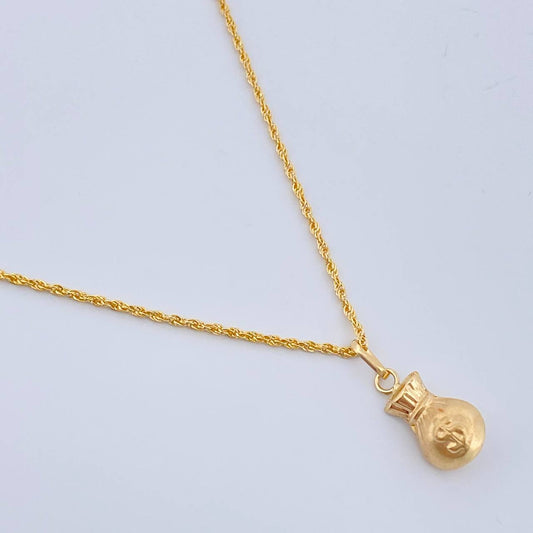 Set Cadena y Dije Lazo + Bolsa De Dinero 1.35gr / 45cm / Oro Amarillo 18K (Oferta) $