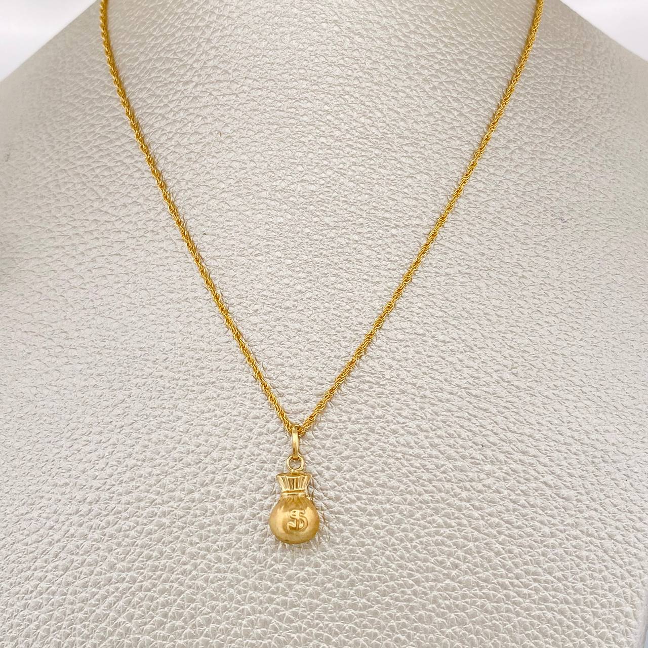 Set Cadena y Dije Lazo + Bolsa De Dinero 1.35gr / 45cm / Oro Amarillo 18K (Oferta) $