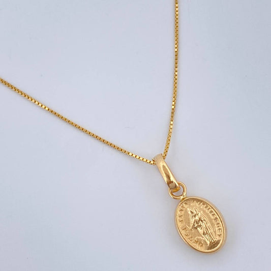 Set Cadena y Dije Veneciana + Virgen De Auxiliadora 1.35gr / 45.5cm / Oro Amarillo 18K (Oferta) $