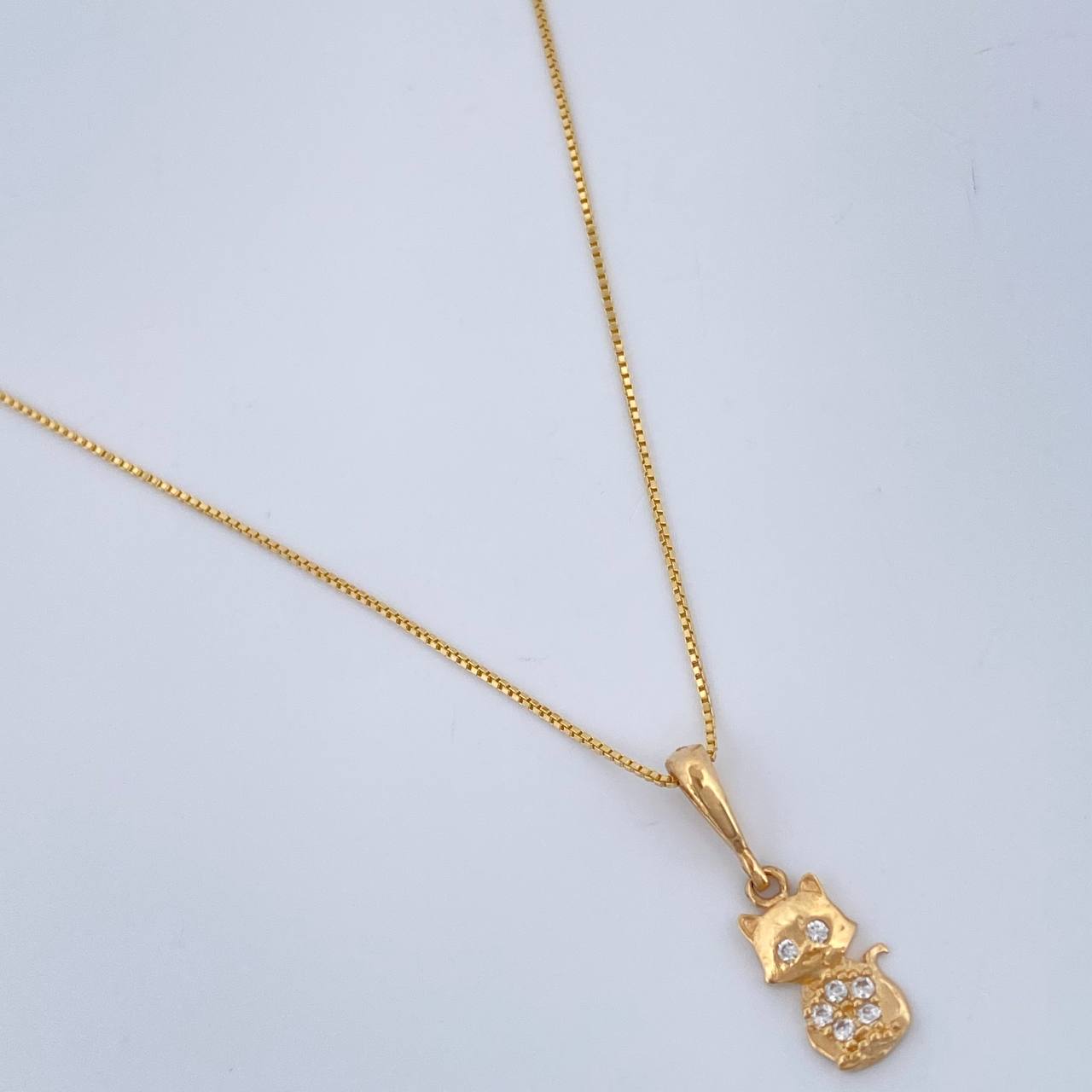 Set Cadena y Dije Veneciana + Gato 1.5gr / 45.7cm / Oro Amarillo 18K (Oferta) $