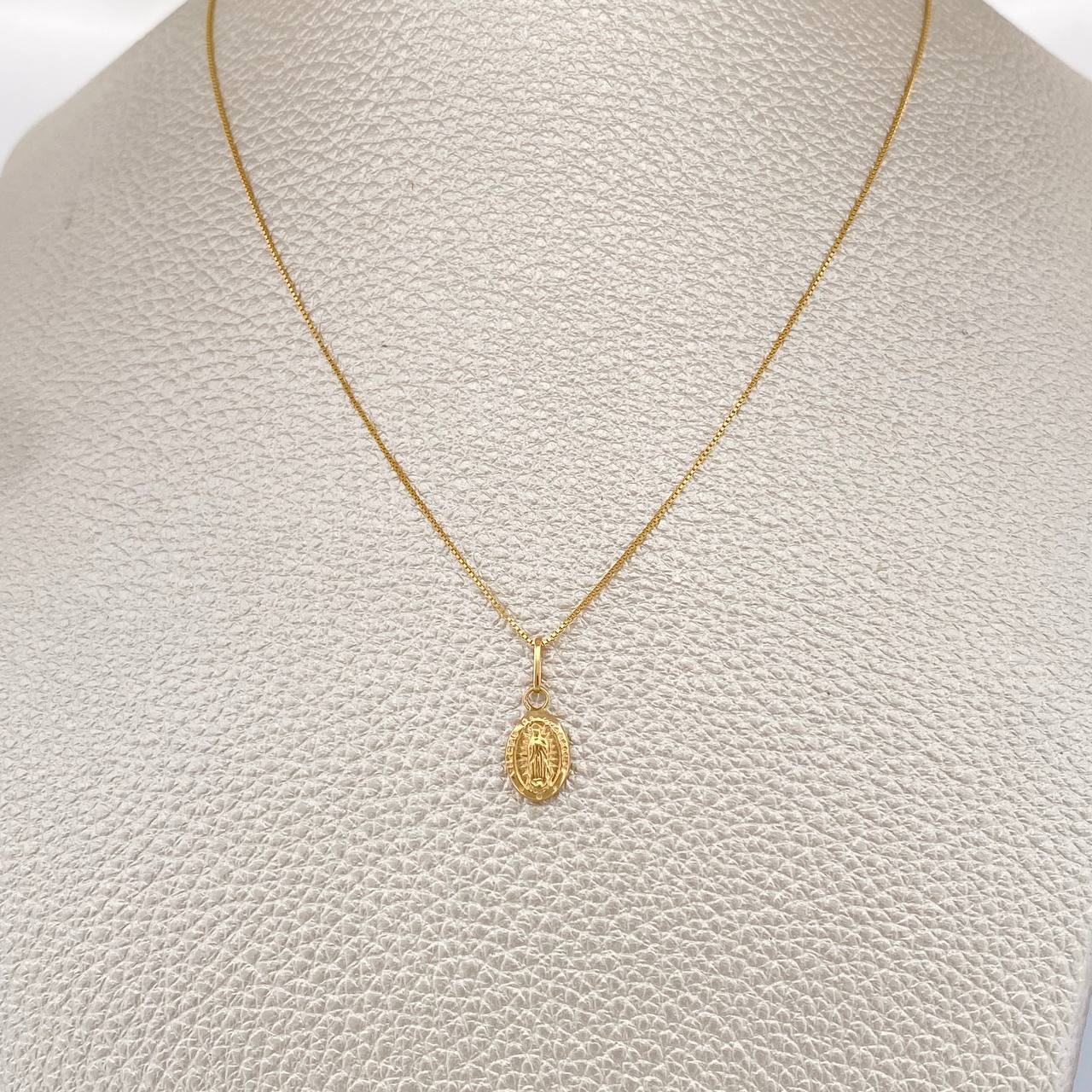 Set Cadena y Dije Veneciana + Virgen De Guadalupe 1.3gr / 45.2cm / Oro Amarillo 18K (Oferta) $