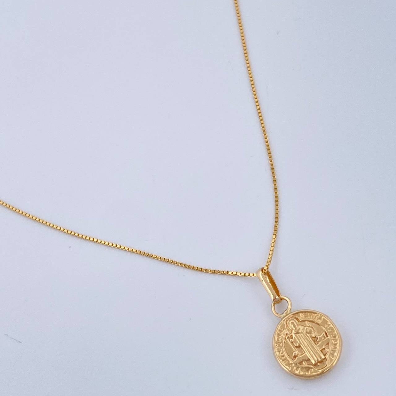 Set Cadena y Dije Veneciana + San Benito 1.4gr / 45.1cm / Oro Amarillo 18K (Oferta) $