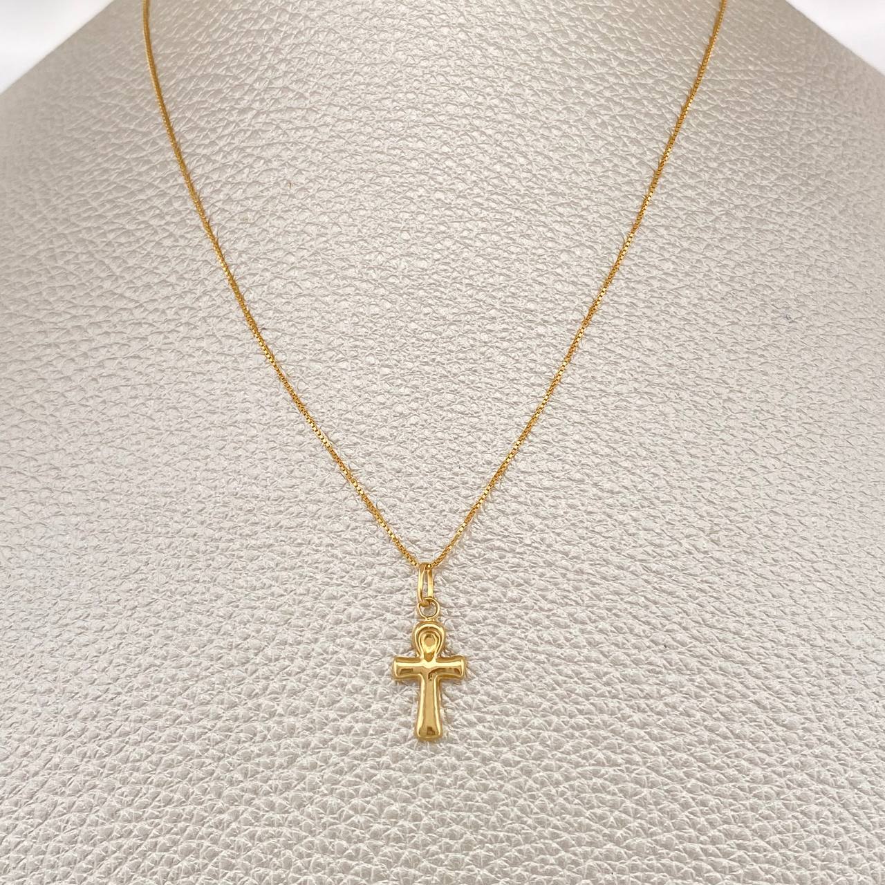 Set Cadena y Dije Veneciana + Cruz Egipcia 1.45gr / 44.5cm / Oro Amarillo 18K (Oferta) $