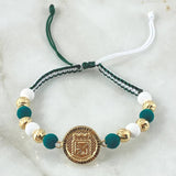 Pulsera Herraje Escudo Nacional 2.6gr / 6mm Bolas Diamantadas 6und Oro Amarillo 18K ©