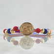 Pulsera Herraje Escudo Medellin 2.5gr / 6mm Bolas Diamantadas 6und Oro Amarillo 18K ©