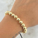 Pulsera Negra Bolas 6.5gr / 8mm Diamantadas 18und Oro Amarillo 18K (A.C)