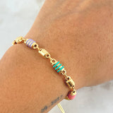 Pulsera Beige Retazo Rustico 2.8gr / 5mm Cauchos Colores Oro Amarillo 18K ©