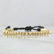 Pulsera Negra Bolas 2.1gr / 3mm Diamantadas 40und Oro Amarillo 18K ©