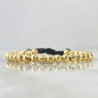 Pulsera Negra Bolas 4.15gr / 5mm Diamantadas 30und Oro Amarillo 18K ©