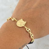 Pulsera Negra Herraje Herradura Caballo 2.35gr / 6mm GC Liso Oro Amarillo 18K ©