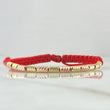 Pulsera Roja Cilindro 1.35gr / 3mm Diamantados 13und Dos Oros Amarillo Rosa 18K *