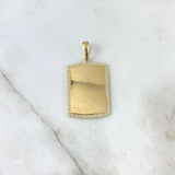 Dije Placa Rectangular 5.55gr / 3.8cm-3cm / Circones Blancos Oro Amarillo