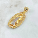 Dije Virgen Guadalupe Silueta 16.8gr / 5.5cm / Circones Blancos Dos Oros Amarillo Blanco 18K ©