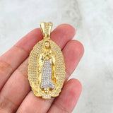 Dije Virgen Guadalupe Silueta 16.8gr / 5.5cm / Circones Blancos Dos Oros Amarillo Blanco 18K ©
