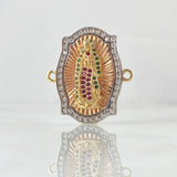 Herraje Virgen Guadalupe Marco Punteado 6.55gr / 2.6cm / Circones Blancos Verdes Fucsias Tres Oros 18K ©