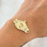 Herraje Corona Cinturon Mate 5.65gr / 3.4cm / Circones Blancos Oro Amarillo 18K ©