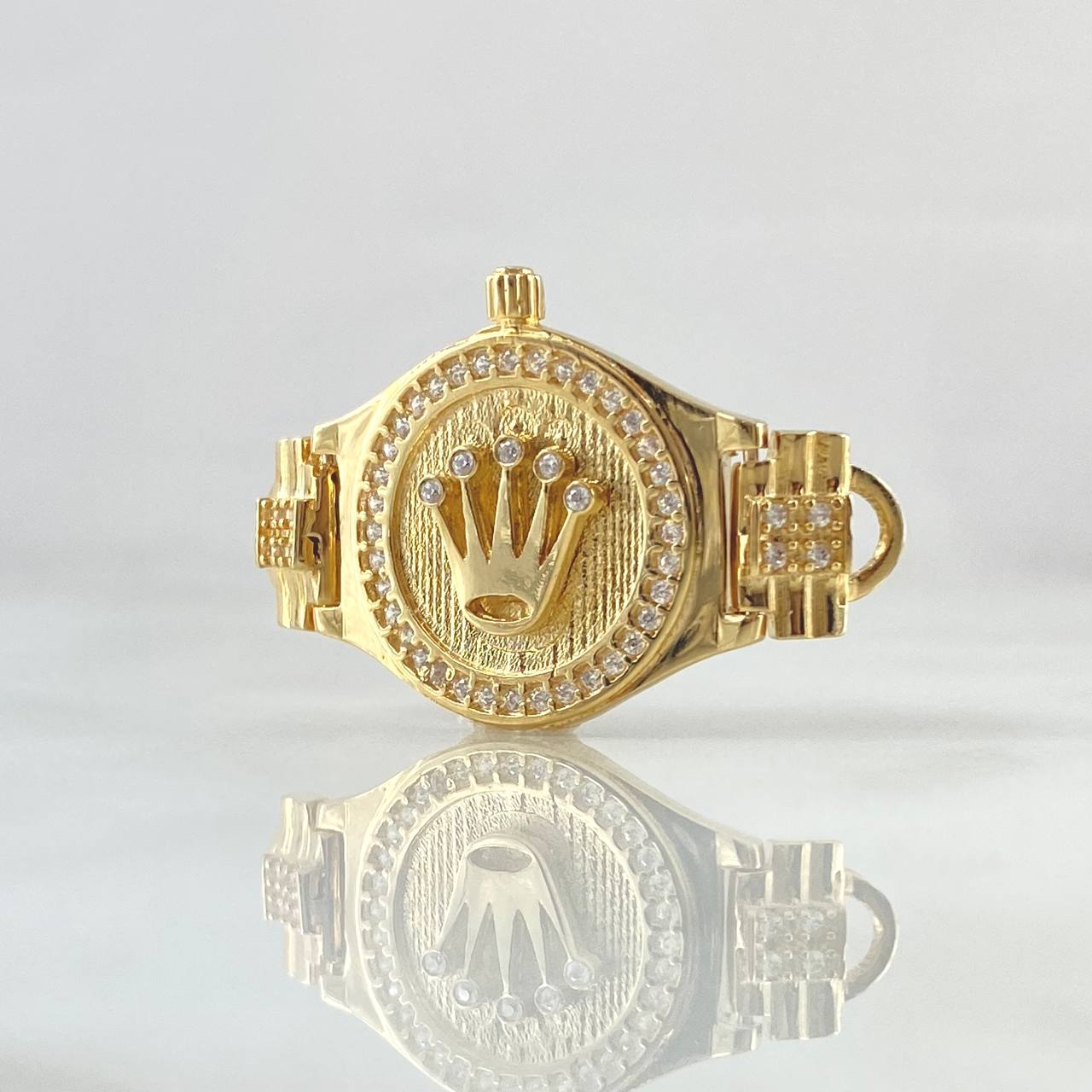 Herraje Corona Cinturon Mate 5.65gr / 3.4cm / Circones Blancos Oro Amarillo 18K ©