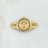 Herraje Corona Cinturon Texturizado 5.35gr / 3.4cm / Circones Negros Oro Amarillo 18K ©