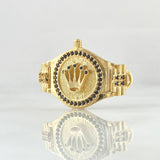 Herraje Corona Cinturon Texturizado 5.35gr / 3.4cm / Circones Negros Oro Amarillo 18K ©