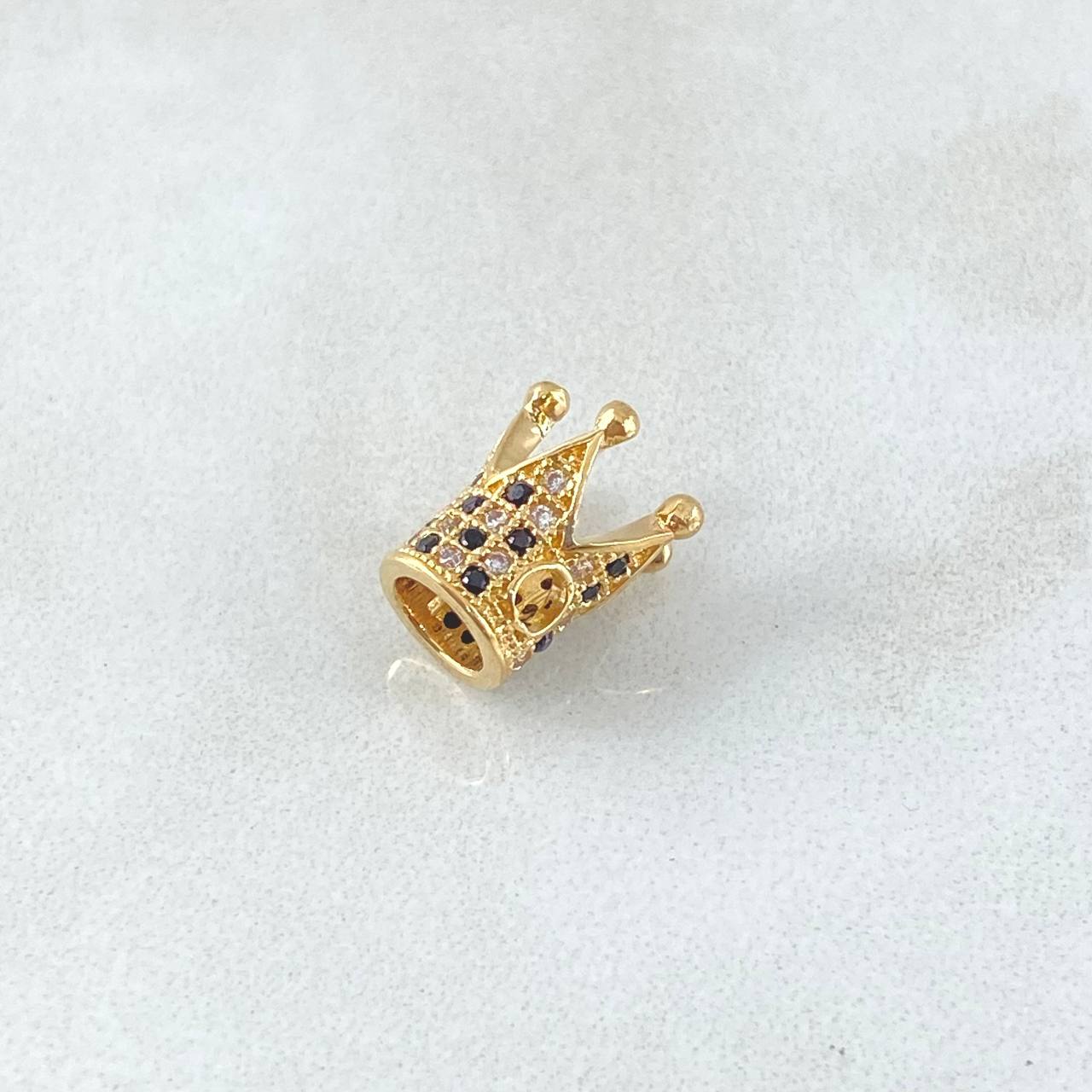 Herraje Corona Punteada 1.55gr / 1cm / Circones Blancos Negros Oro Amarillo 18K ©
