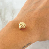 Herraje León Grueso 3.15gr / 0.8cm / Circones Blancos Oro Amarillo 18K ©