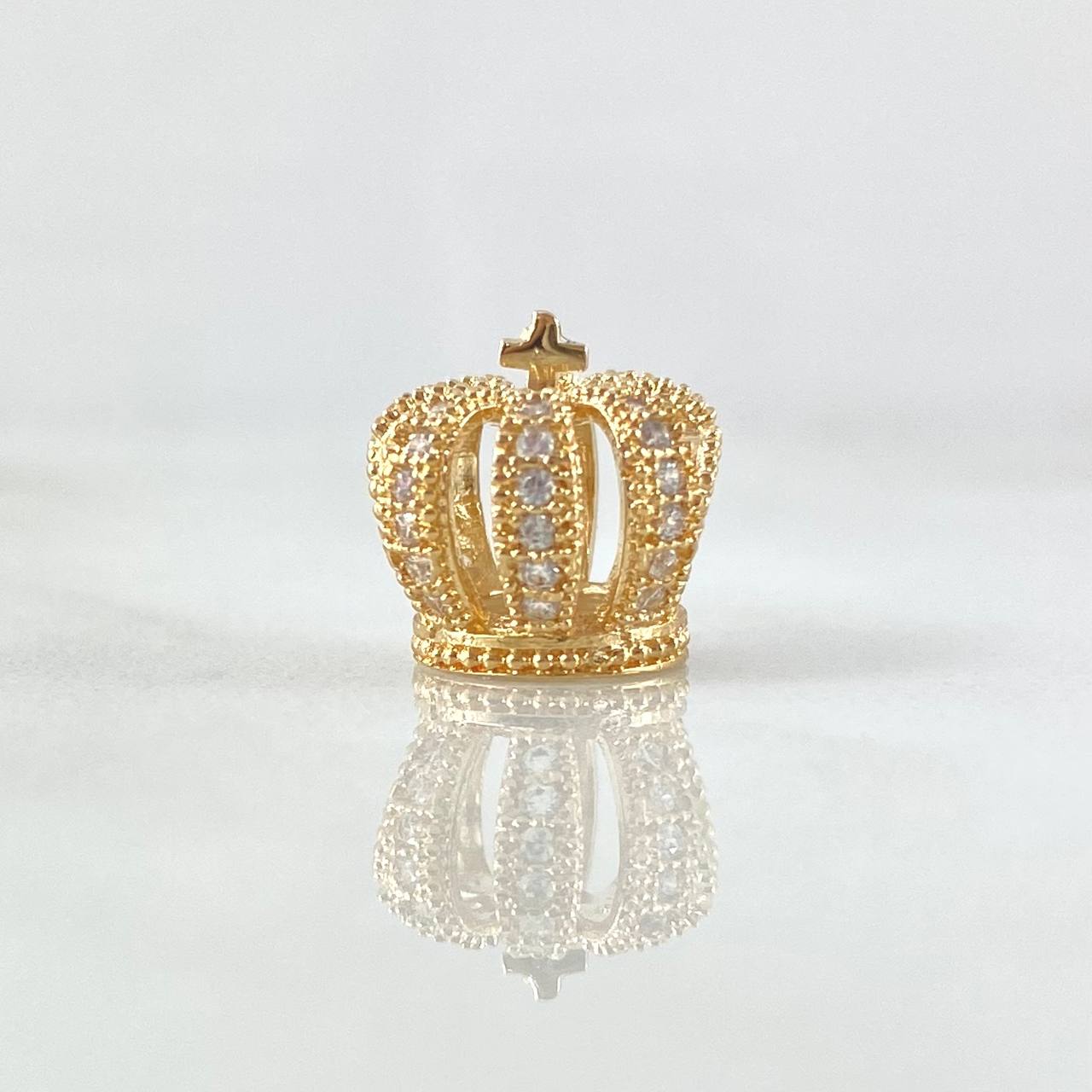 Herraje Corona Realeza Grande 1.7gr / 0.8cm / Circones Blancos Oro Amarillo 18K