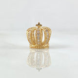 Herraje Corona Realeza Grande 1.7gr / 0.8cm / Circones Blancos Oro Amarillo 18K