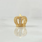 Herraje Corona Realeza Grande 1.7gr / 0.8cm / Circones Blancos Oro Amarillo 18K