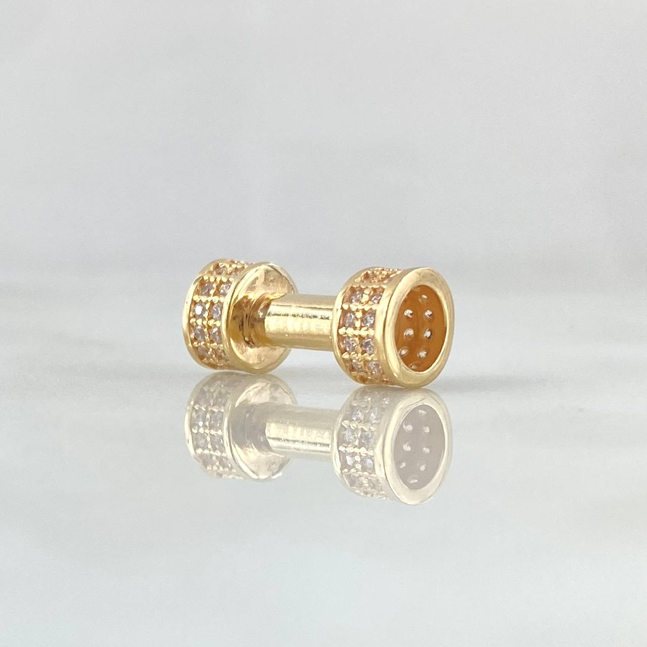 Herraje Cilindro Rustico Mancuerna 2.25gr / 1.5cm / Circones Blancos Oro Amarillo 18K