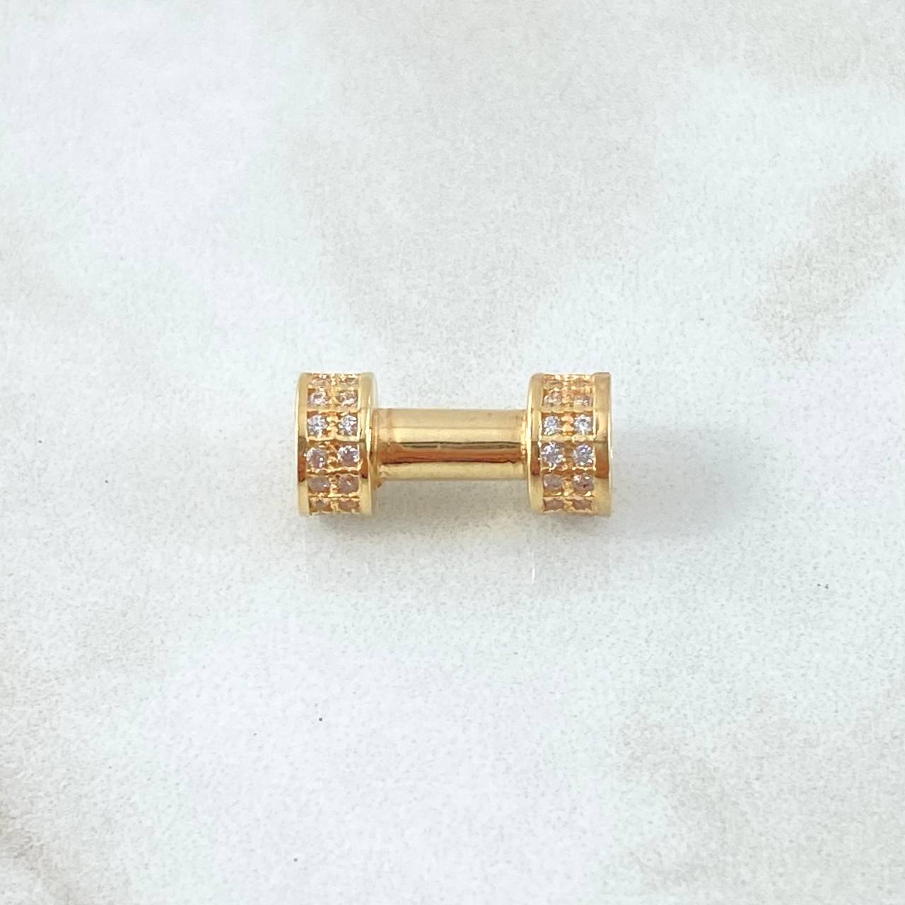 Herraje Cilindro Rustico Mancuerna 2.25gr / 1.5cm / Circones Blancos Oro Amarillo 18K ©