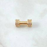 Herraje Cilindro Rustico Mancuerna 2.05gr / 1.5cm / Circones Blancos Oro Amarillo 18K