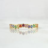 Anillo Ola Carril 1.25gr / T7 3/4 / Circones Multicolor Oro Amarillo 18K ©