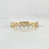 Anillo Corazones Intercalados 1.95gr / T6 3/4 / Circones Blancos Oro Amarillo 18K