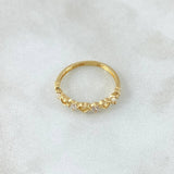 Anillo Corazones Intercalados 1.95gr / T6 3/4 / Circones Blancos Oro Amarillo 18K