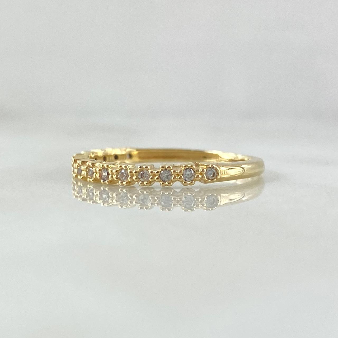 Anillo Ojos Carril Tupido 1.9gr / T7 1/4 / Circones Blancos Oro Amarillo 18K ©