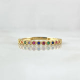 Anillo Ojos Carril Tupido Arcoiris 1.8gr / T7 3/4 / Circones Multicolor Oro Amarillo 18K ©