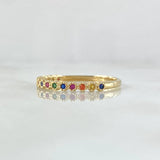 Anillo Ojos Carril Tupido Arcoiris 1.8gr / T7 3/4 / Circones Multicolor Oro Amarillo 18K ©