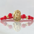 Pulsera Roja Herraje Rostro Jesus 1.45gr / 5mm Bolas Diamantadas 2und Oro Amarillo 18K