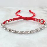 Pulsera Roja Retazo GC 3.05gr / 3mm-4mm-6mm Bolas Lisas 6und Oro Amarillo 18K