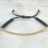 Pulsera Negra Retazo Cubano 0.6gr / 2.8mm Oro Amarillo +1  18K
