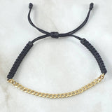 Pulsera Negra Retazo Cubano 0.6gr / 2.8mm Oro Amarillo +1  18K