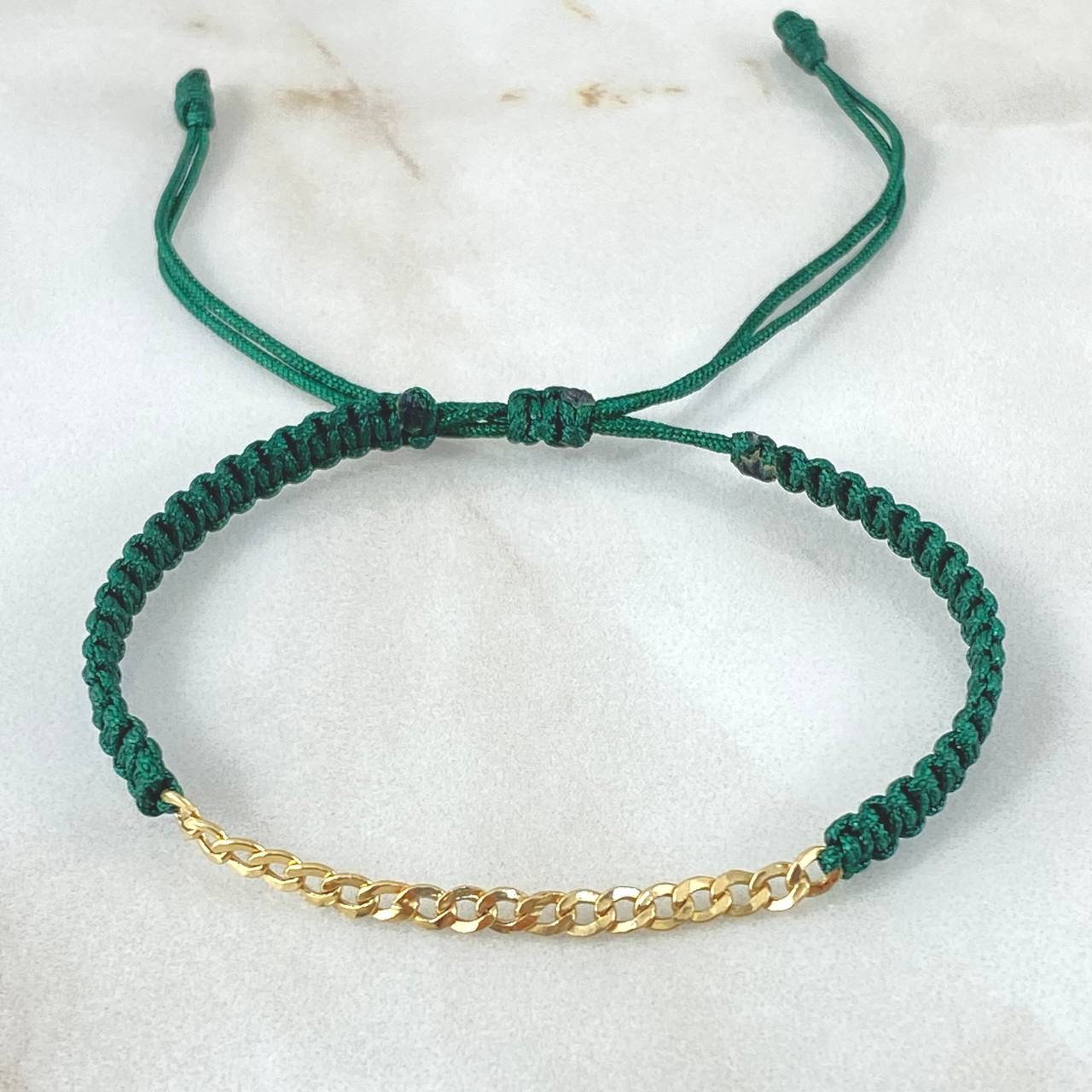 Pulsera Verde Retazo Cubano 0.4gr / 2.8mm Oro Amarillo 18K +1 *