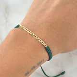 Pulsera Verde Retazo Cubano 0.4gr / 2.8mm Oro Amarillo 18K +1 *